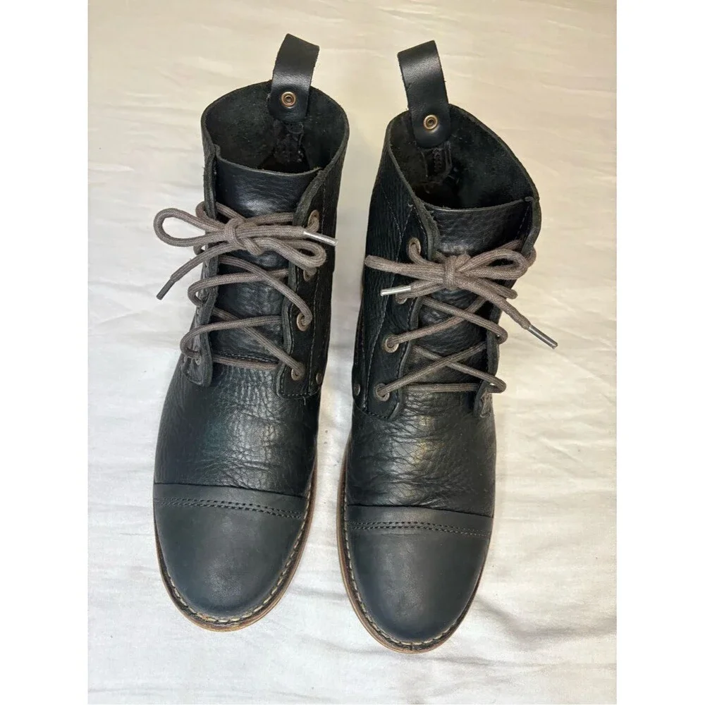 Caterpillar CAT Black Leather Cap Toe Lace Up Boots Men’s 10